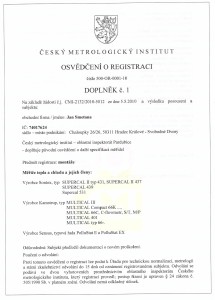 Registrace Český metrologický institut - dodatek